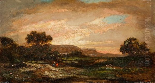 Landschaft Mit Figurenstaffage Bei Sonnenuntergang - view 1