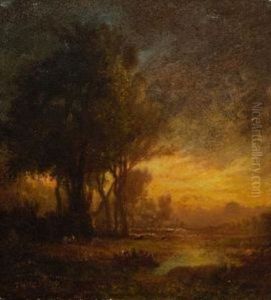 Flusslandschaft Im Abendlicht