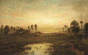 Coucher De Soleil Dans Un Champ by Theodore Rousseau