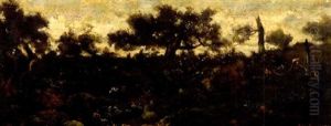 Arbres Et Rochers Dans La Foret De Fontainebleau (+ Sketch, Verso) by Theodore Rousseau
