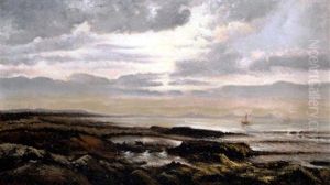 Seascape With A Boat On The Horizon by Theodore Rousseau
