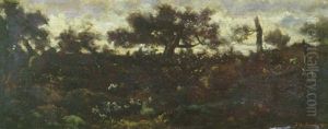 Arbres Et Rochers Dans La Foret De Fontainebleau by Theodore Rousseau