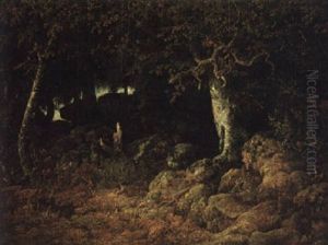 Le Chene De Roche, Foret De Fontainebleau by Theodore Rousseau