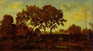 La Ferme (feeding The Ducks) by Theodore Rousseau