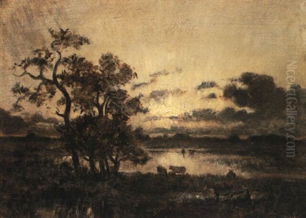 Cattle By A Pond - view 1