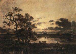 Cattle By A Pond by Theodore Rousseau