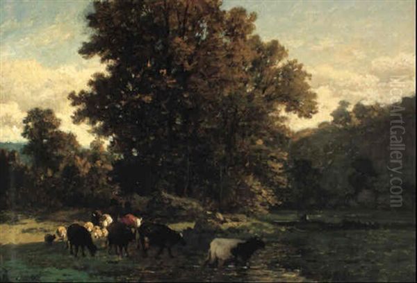 Coucher De Soleil, La Rentree Du Troupeau - view 1