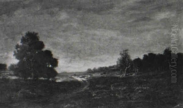 Road With A Figure At Sunset - view 1