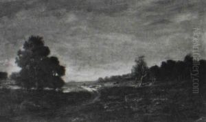 Road With A Figure At Sunset by Theodore Rousseau