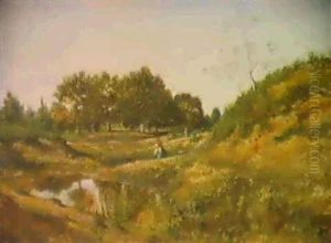 Herbstwald Mit Kleinem Teich