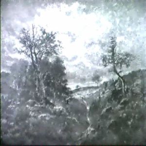 Hugellandschaft Bei Barbizon In Der Abenddammerung by Theodore Rousseau