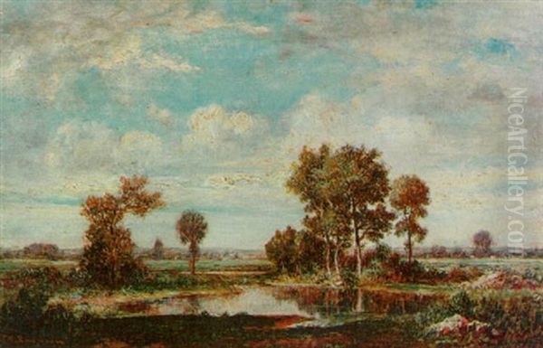 Trees By A Pond, Autumn - view 1