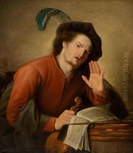 Violinist Singing by Jacques des Rousseaux