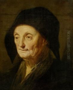 Altere Frau Mit Dunkler Haube