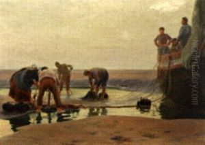 Pecheurs Sur La Plage De Berck