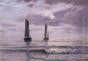 Bateaux De Peche Au Coucher De Soleil