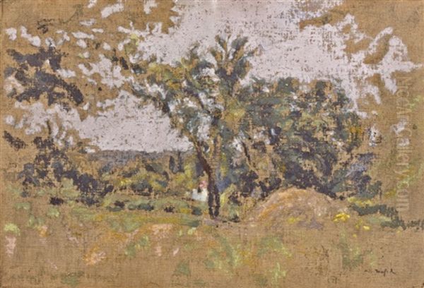 Etang-la-ville, Prairie, Meules Et Arbre - view 1