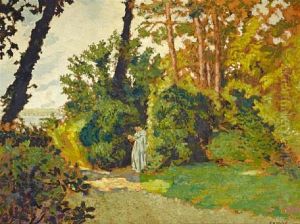 A Wooded Landscape With A Figure On A Path by Ker Xavier Roussel