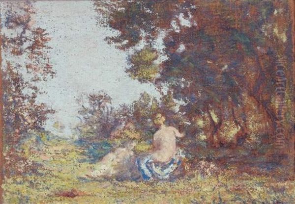 Deux Nymphes Dans Un Paysage (+ Esquisse De Paysage, Verso) - view 1