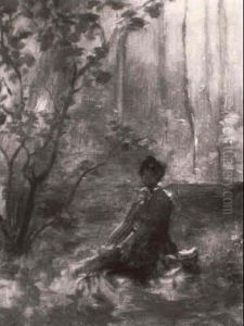 Frau In Waldlandschaft Frau In Waldlandschaft