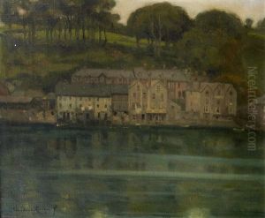 Harbour Scene With Terraced Houses; Seascape (2 Works) by Theodore Casimir Roussel