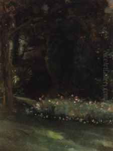 The Garden At Belfield House, Parson's Green by Theodore Casimir Roussel