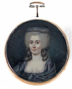 Portrait Miniature Of La Comtesse De Bloud Nee Comtesse De Launay by Pierre Rouvier