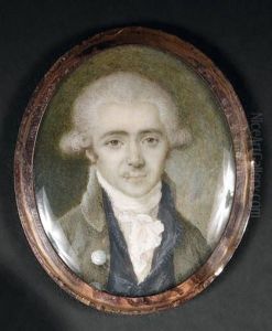 Portrait D'homme En Redingote Vert Amande Et Gilet Bleu Coiffe D'une Perruque A Rouleaux