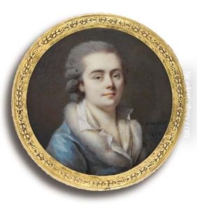 A Young Gentleman, In Fur-bordered Sky-blue Day Gown And Open White Shirt