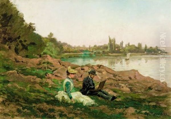 Peintre Au Bord De L'etang - view 1