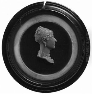 Miss Master, Profile To The Right, Wearing Three-strand Necklace, Brooch And Drop Earrings With Flower Clasp, Her Hair Plaited And In Top-knot With Bandeau