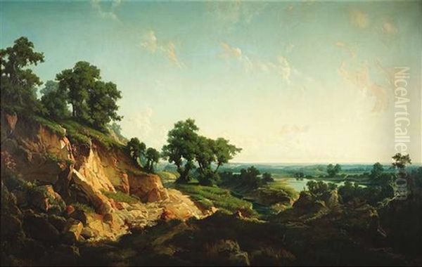 Blick In Eine Weite Landschaft Mit Flusauen (oberrhein?) - view 1