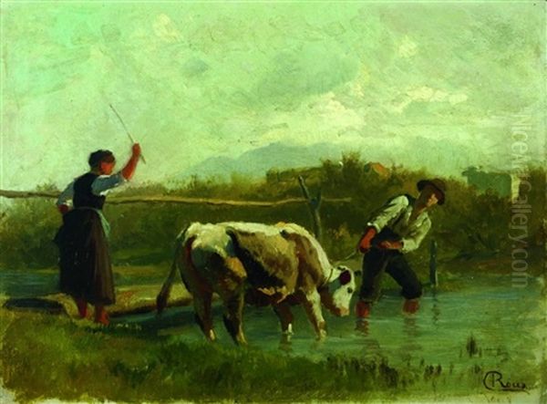 Zwei Bauern Mit Kuh - view 1