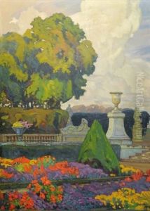 Vue Des Jardins De Versailles by Tony Georges Roux