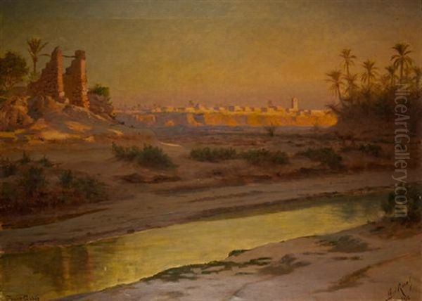 Ouede De Gabes Au Soleil Couchant - view 1