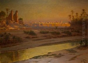 Ouede De Gabes Au Soleil Couchant Ouede De Gabes Au Soleil Couchant