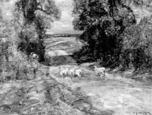 Sheep On A Lane by Sidney Grant Rowe