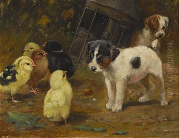 Puppies And Chicks And Sleeping Puppies And Chicks (a Pair - view 1
