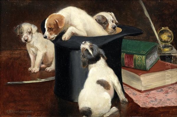Puppies Playing In A Top Hat - view 1