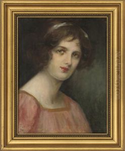 Portrait Of A Girl In A Pink Dress by Dolf van Roy