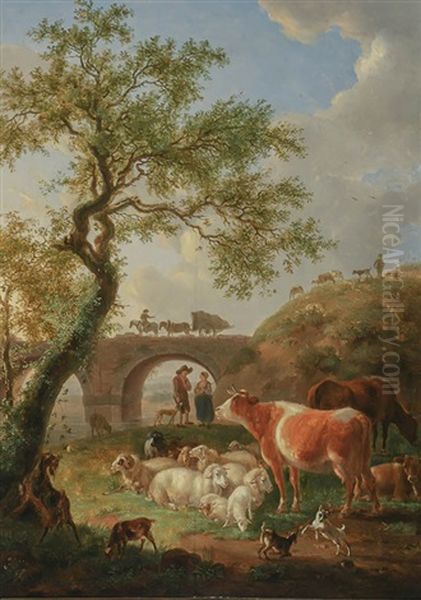 Landscape With Aqueduct, Farm Animals And Shepherds - view 1