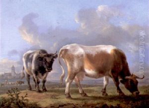 Cattle In A Landscape Before A Village Cattle In A Landscape Before A Village