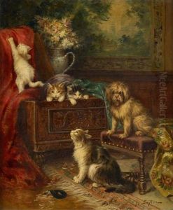 Jeux De Chats Et Chien by Joseph Anne Jules le Roy