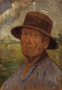 Mann Mit Hut In Landschaft