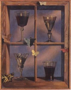 Papillons Et Verres by Pierre Roy