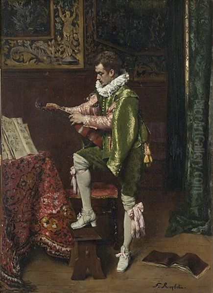 Interior With Musician Tuning Is Violin - view 1