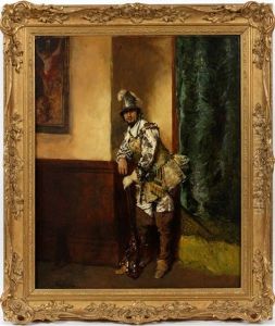 Standing French Soldier In Armor by Ferdinand Victor Leon Roybet