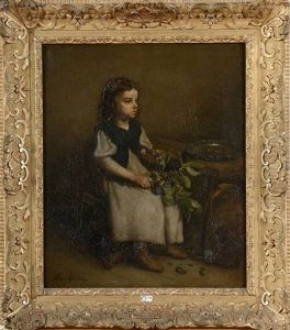 Fillette A La Branche Fleurie by Ferdinand Victor Leon Roybet