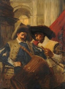 Musketier Mit Tamburinspieler Musketier Mit Tamburinspieler