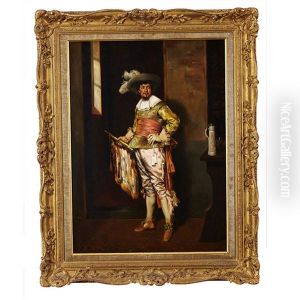Cavalier With Plummed Hat In An Interior
